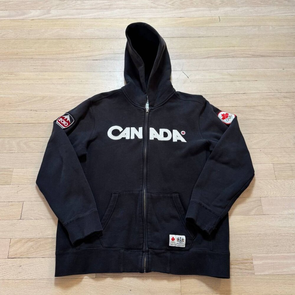 Vintage 2010 Olympics Canada Hoodie Zip-Up Hudson's Bay Boys 14/16 Men XS